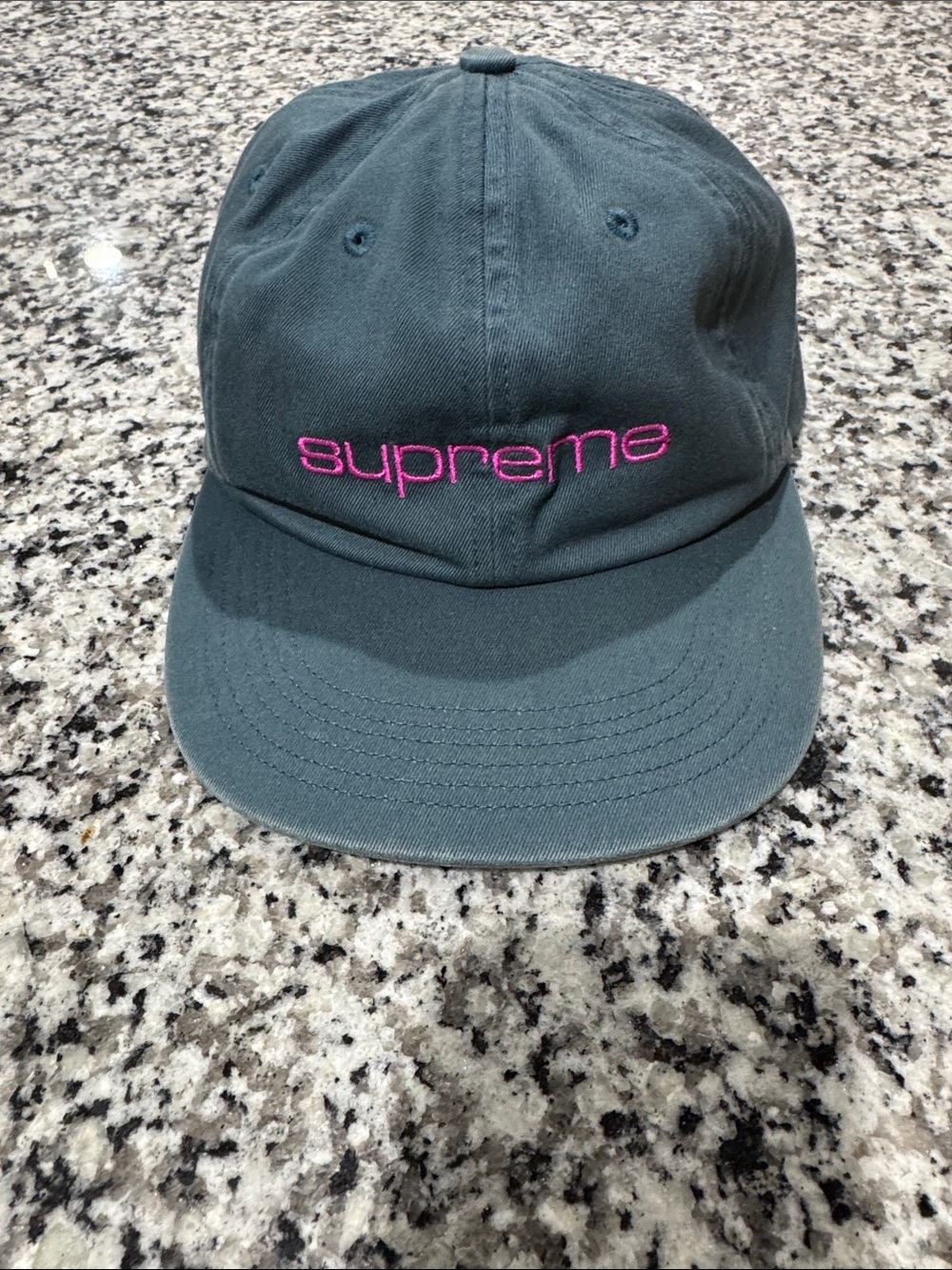 Supreme Teal Green Cap with Pink Embroidered Logo